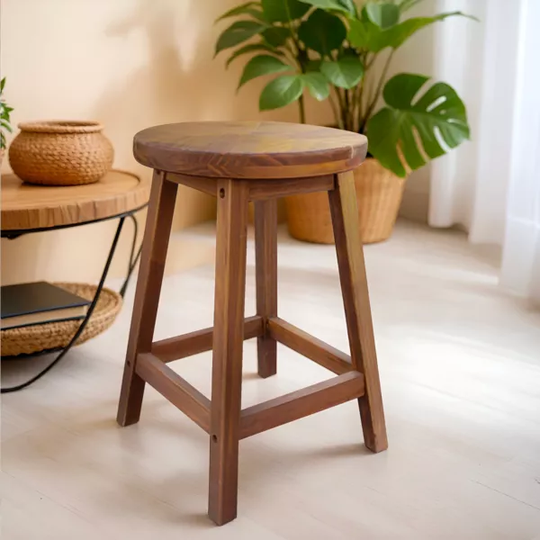 Sgabello rotondo legno (Alt 45 cm) Davao Marrone