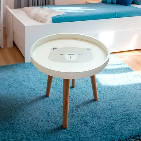 Mesa peque�a infantil madera (D33 cm) Osito Marr�n