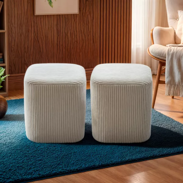 Set di 2 pouf velluto (Alt 38 cm) Shan Beige