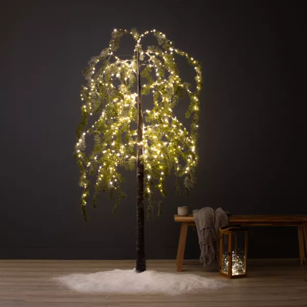 Verlichte boom 600 LED (H180 cm) Besneeuwde Berk Warm Wit