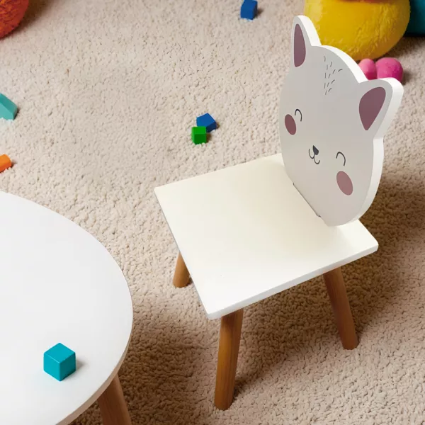 Chaise enfant bois (H46 cm) Chaton Blanc