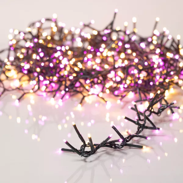 Lichterkette 22,5 m 1000 LED Kabel Gr�n NewLuxe Zweifarbig Rosa/Wei�