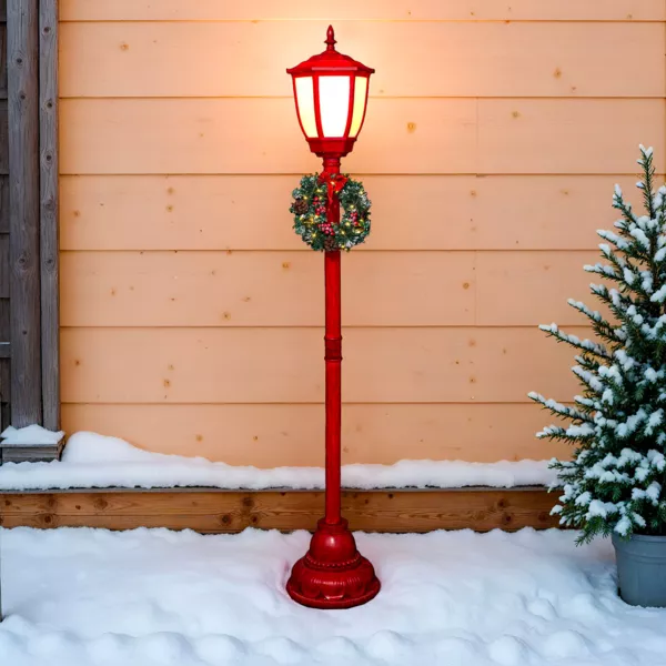 Farol iluminado (Alto 185 cm) London Rojo y Blanco c�lido
