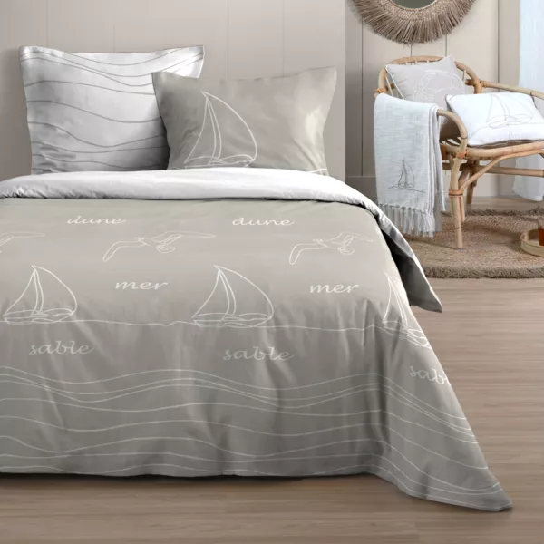 Bettbezug und 2 Kopfkissenbez�ge Baumwolle (240 x 220 cm) Dunes Beige