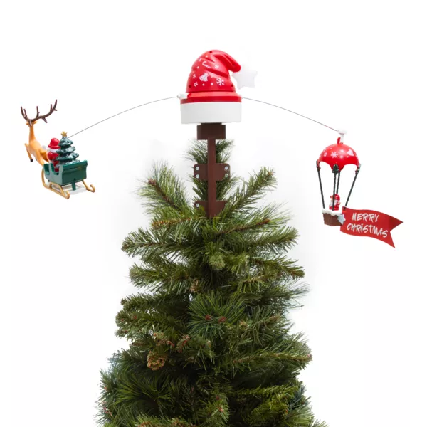 Puntale di albero di Natale rotante e musicale Cappello di Babbo Natale