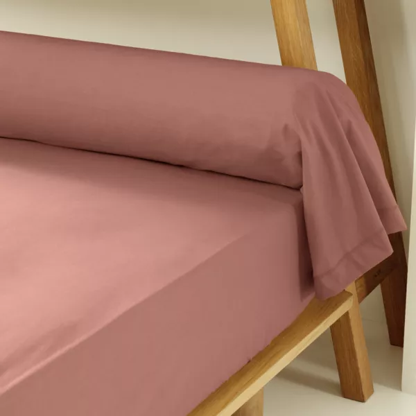 Taie de traversin percale de coton (L185 cm) Cali Bois de rose