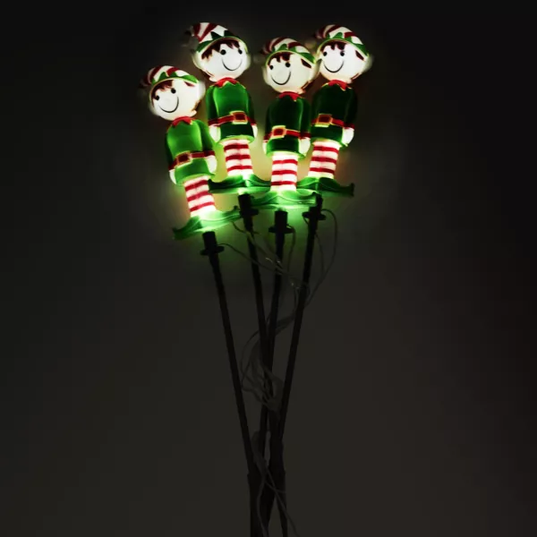 Set van 4 zonne-tuinpalen (H40 cm) Schalkse kabouter licht Warm wit