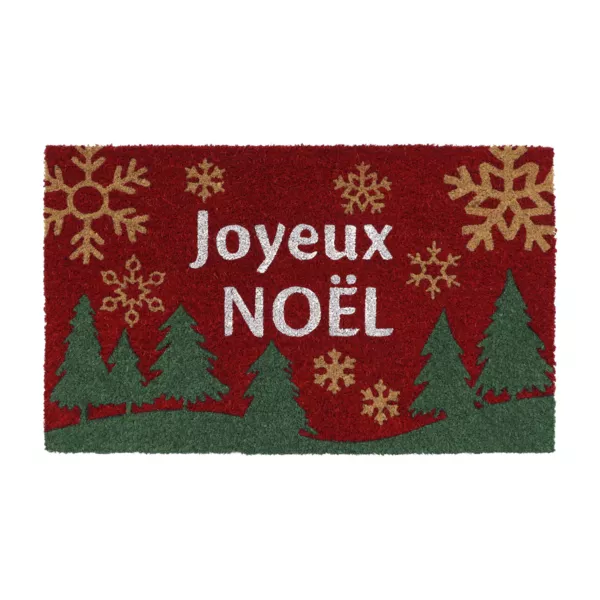 Kerst kokos deurmat (45 x 75 cm) Vrolijk Kerstfeest Rood en Groen