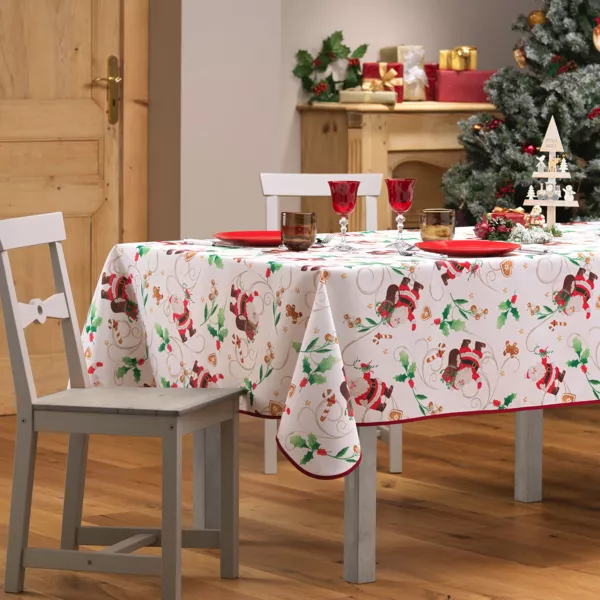 Tovaglia antimacchia Babbo Natale L300 cm Bianco