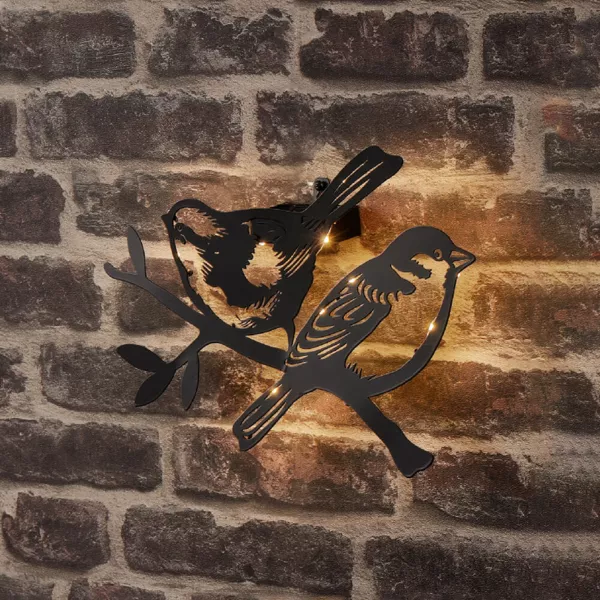 Lampada da parete solare in metallo (H23,5 cm) Uccelli Nero