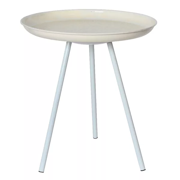 Tavolino da appoggio rotondo (H43 cm) Piano smaltato Crema