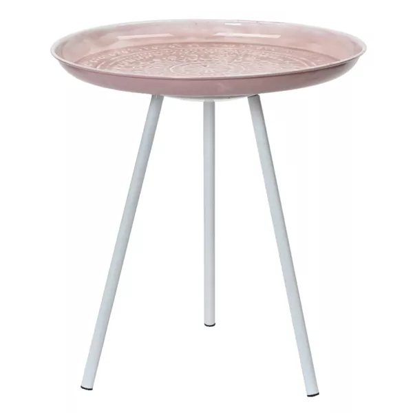 Table d'appoint ronde avec panier en tissu, 50 x 45 cm (H x D), MDF/métal, rose-crème, relaxdays | Leroy Merlin
