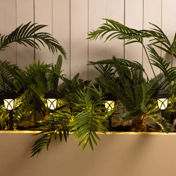 Lot de 4 bornes de jardin solaire LED (H33 cm) Botany Noir