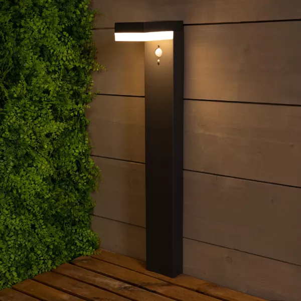 Borne de jardin solaire 600 lumens (H70 cm) Elite Luxe Gris anthracite