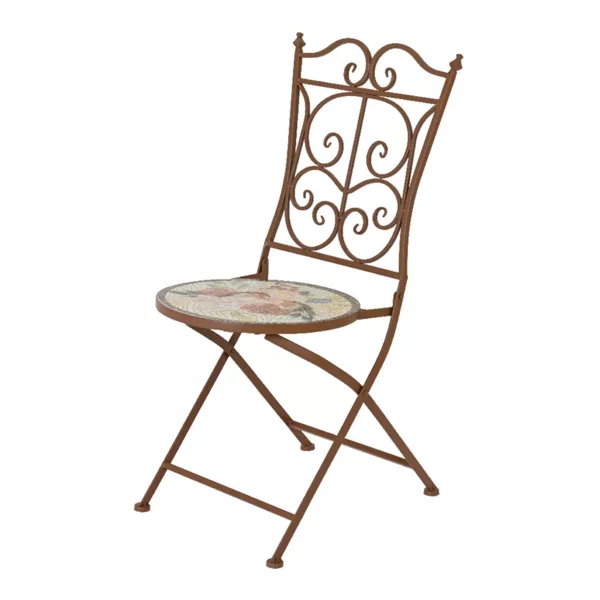 Chaise bistrot pliable en mosa�que Aberdeen Marron