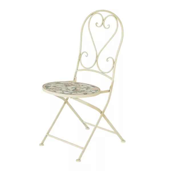 Silla bistr� plegable en mosaico Ginebra Marfil
