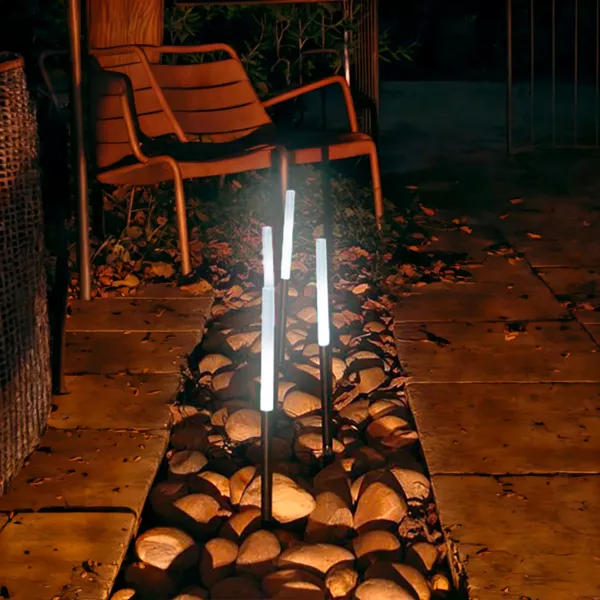 Lot de 4 piques lumineux de jardin (H51,5 cm) Cylindre Blanc froid