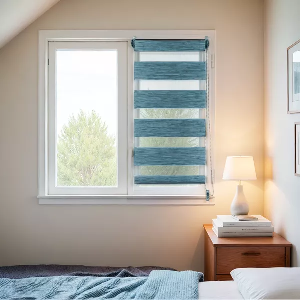 Rolgordijn Dag / Nacht (45 x 90 cm) Gem�leerd Blauw