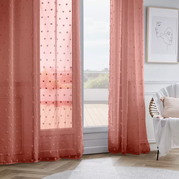 Gardiner med �jer og pomponer (140 x 240 cm) Emie Terracotta