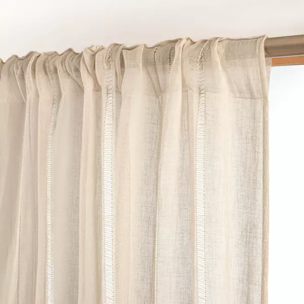 Gardinfold med rynkeb�nd (280 x 240 cm) L�ontine Beige