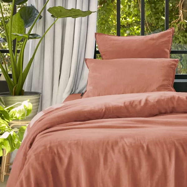 Bettbezug aus gewaschenem TENCEL� Lyocell (140 x 200 cm) Olivia Terrakotta