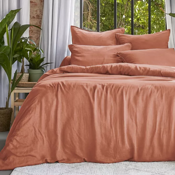 Housse de couette lyocell Tencel� lav� (260 x 240 cm) Olivia Terracotta