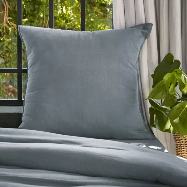 Federa cuscino letto quadrata in lyocell Tencel lavato (80 x 80 cm) Olivia Blu Stone