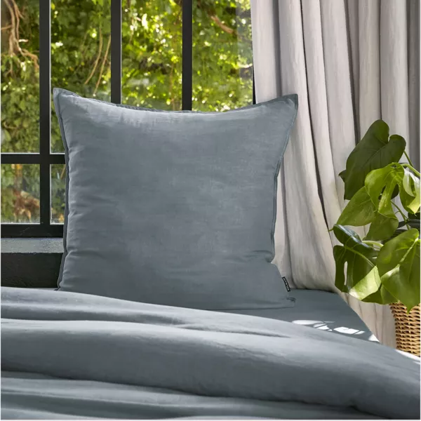 Federa cuscino letto quadrata in lyocell Tencel� lavato (63 x 63 cm) Olivia Blu stone