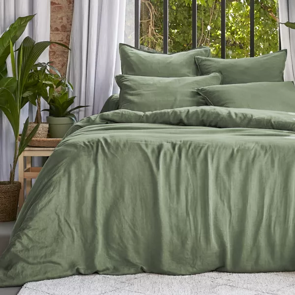 Housse de couette lyocell Tencel� lav� (240 x 220 cm) Olivia Vert romarin