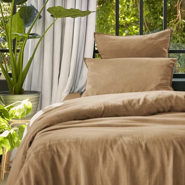 Bettbezug aus gewaschenem TENCEL™ Lyocell (140 x 200 cm) Olivia Camel