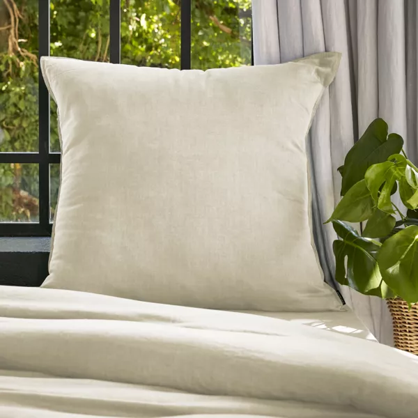 Quadratischer Kopfkissenbezug aus gewaschenem TENCEL™ Lyocell (80 x 80 cm) Olivia Beige pampa