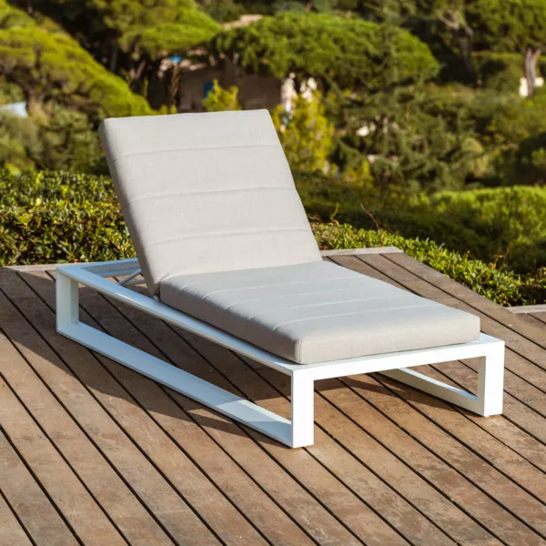 Transat en aluminium Elba Blanc et taupe