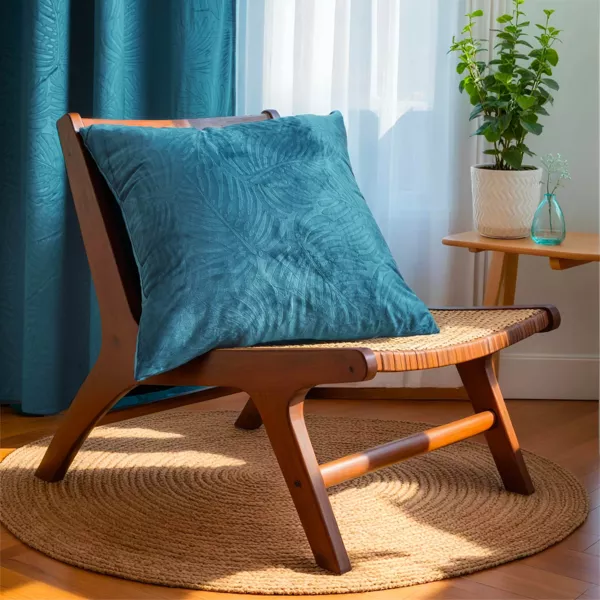 Quadratisches Kissen Samt (60 x 60 cm) Fern Petrolblau