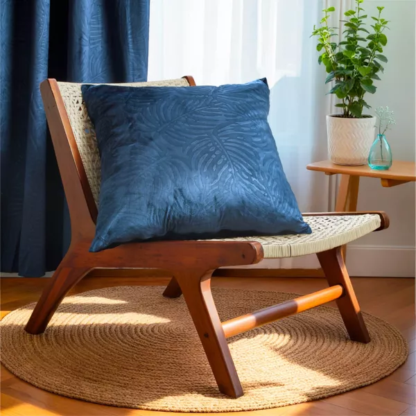 Coussin carr� velours (60 x 60 cm) Fern Bleu marine