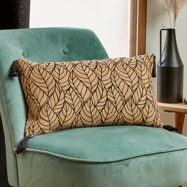 Coussin rectangulaire coton et jute (30 x 50 cm) Nama Noir