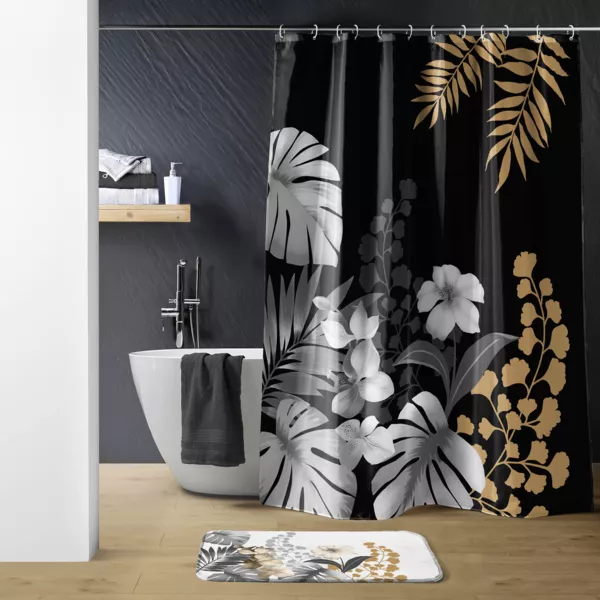 Rideau de douche � anneaux (180 x 200 cm) Kelly Noir