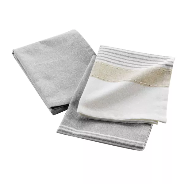 Set di 2 strofinacci in cotone tessuto (50 x 70 cm) Iliade Bianco