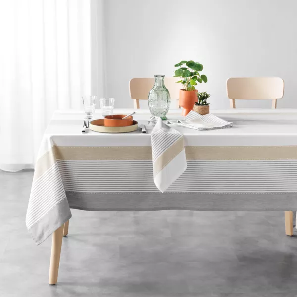 Rechthoekig geweven katoenen tafelkleed (140 x 240 cm) Iliade Wit