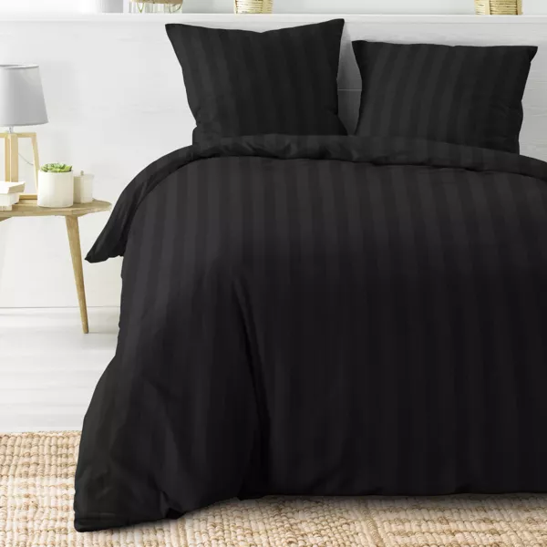 Funda n�rdica y dos fundas de almohada microfibra (240 x 220 cm) Cleo Negro