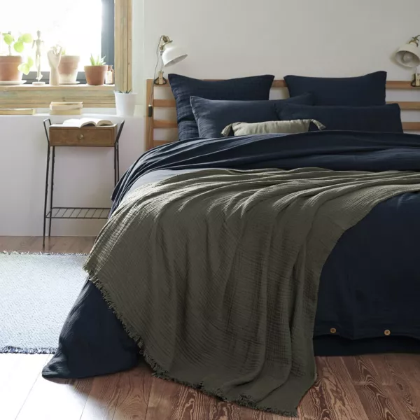 Plaid garza di cotone (220 cm) Ga�a Verde rosmarino