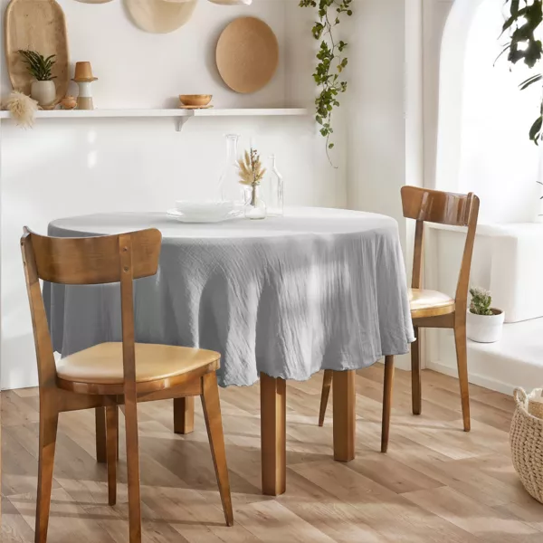 Tafelkleed rond Katoengaas (180 cm) Ga�a Wolkengrijs