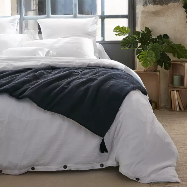 Camino de cama edred�n gasa de algod�n (150 x 150 cm) Ga�a Azul noche