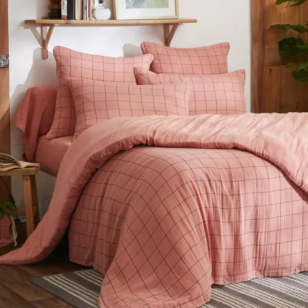 Housse de couette gaze de coton (260 x 240 cm) Ga�a Match Rose p�che