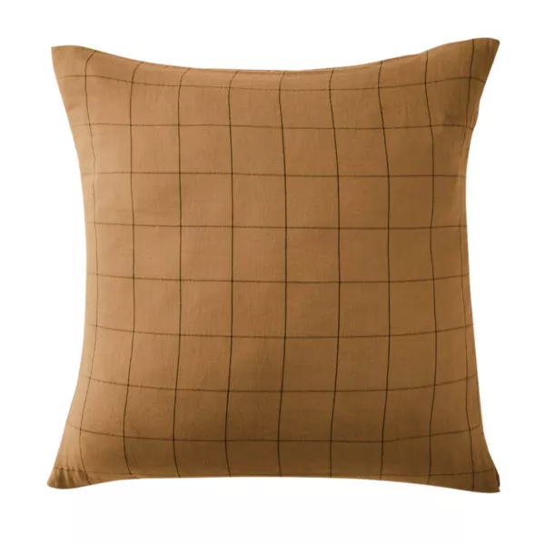 Quadratischer Musselin-Kopfkissenbezug (60 x 60 cm) Ga�a Match Camel