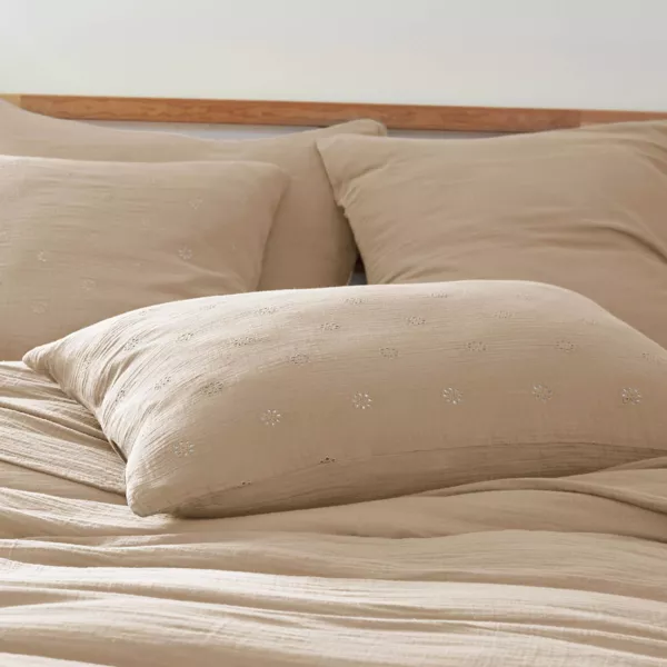 Funda de almohada rectangular de gasa de algod�n (50 x 70 cm) Ga�a Boho Marr�n cuerda