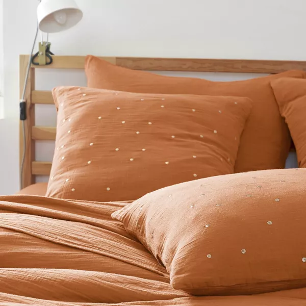 Taie d'oreiller carr�e gaze de coton (60 x 60 cm) Ga�a Chic Abricot