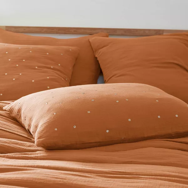 Taie d'oreiller rectangulaire gaze de coton (50 x 70 cm) Ga�a Chic Abricot