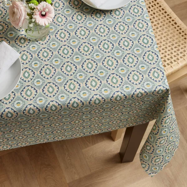 Tischdecke rechteckig Baumwolle beschichtet (150 x 350 cm) Palerme Gr�n