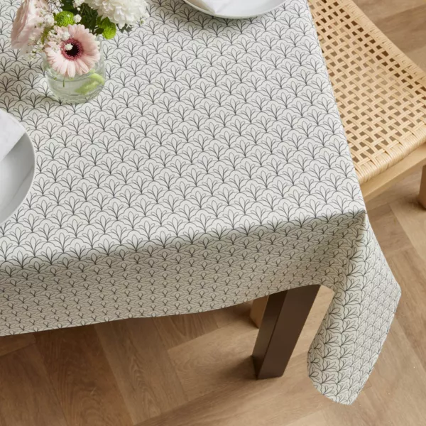 Mantel rectangular de algod�n revestido (150 x 350 cm) Clara Gris