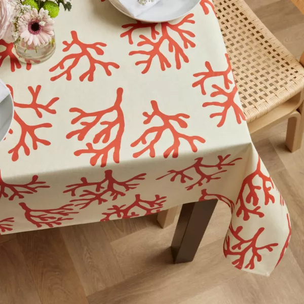 Nappe rectangulaire coton enduit (150 x 350 cm) Moorea Corail